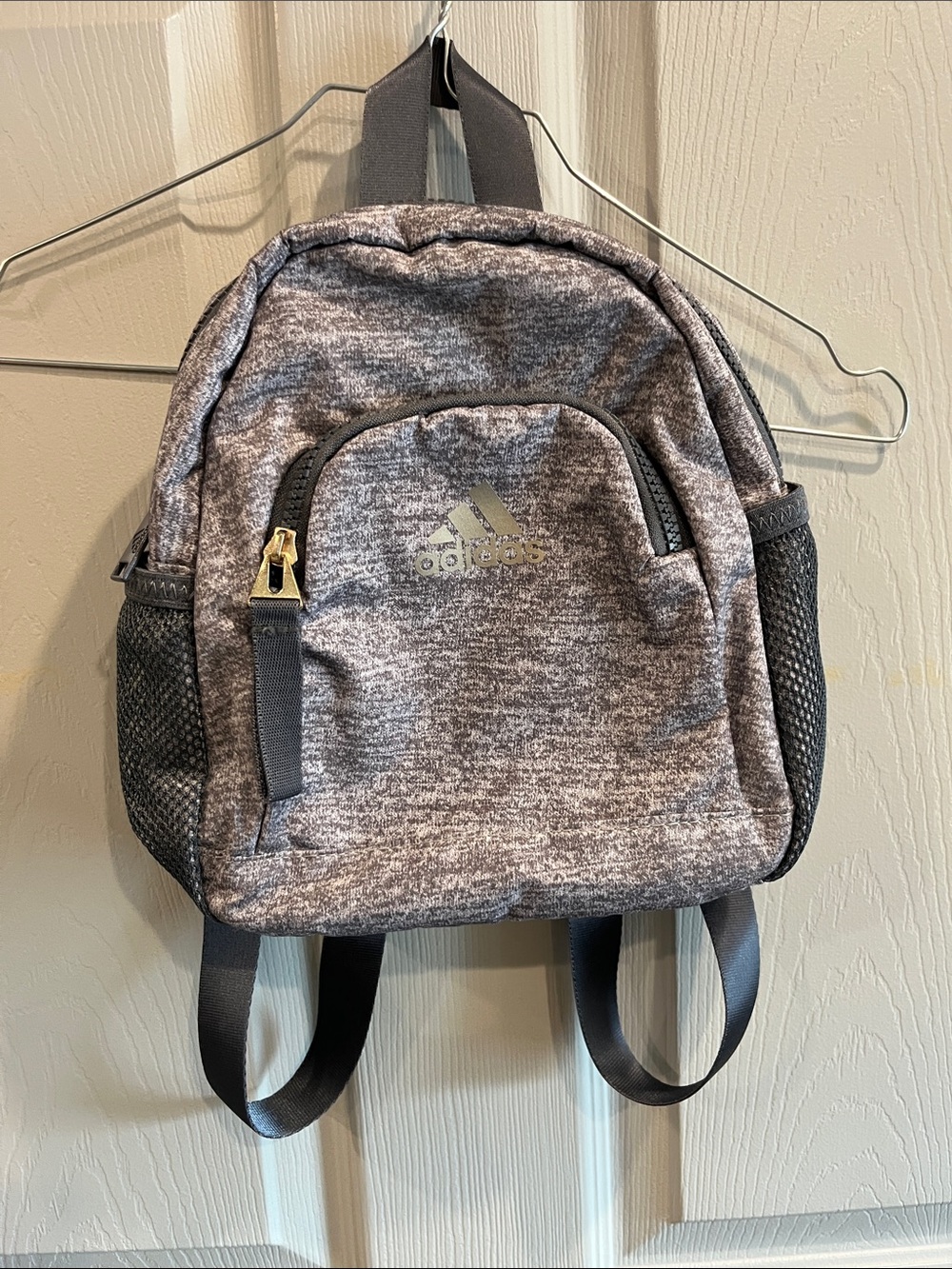 adidas Grey Heather Mini Backpack with Mesh Side Pockets
